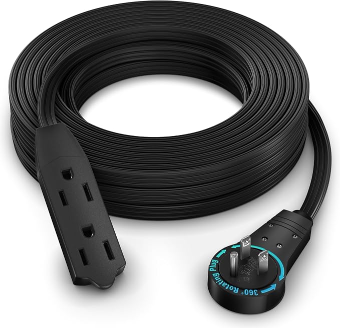 Maximm Cable 50 Ft 360° Rotating Flat Plug Extension Cord, 16/3 AWG Multi 3 by MaximmCable