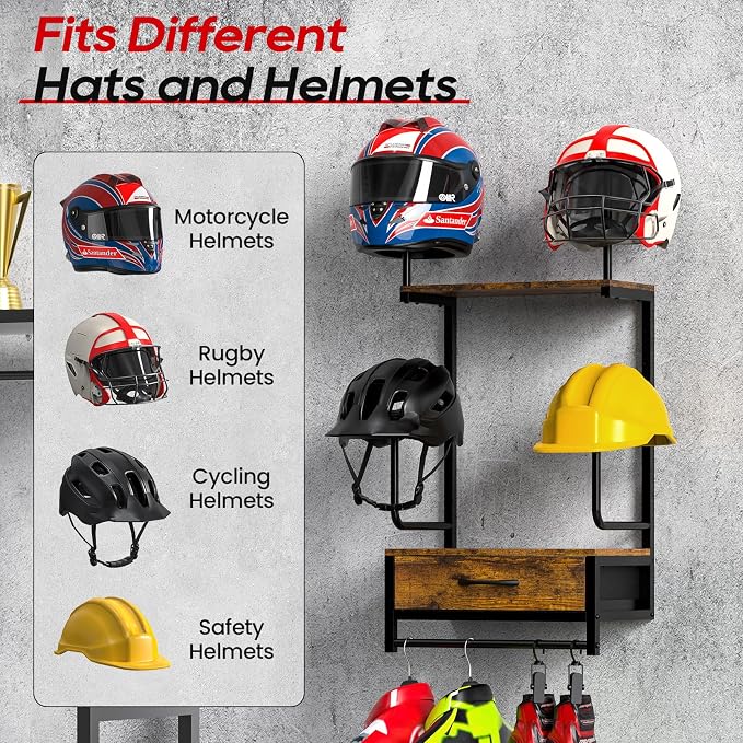 Motorcycle Helmet Holder Wall Mount, Helmet Rack - Image 5