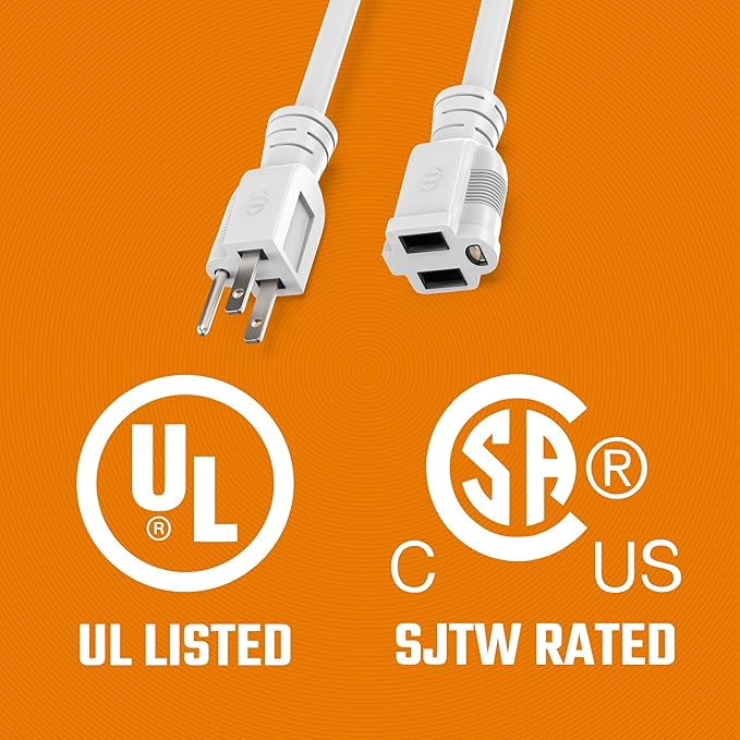 Heavy Duty Extension Cord/Wire Power Cable, Indoor/Outdoor, Single Outlet - Image 6