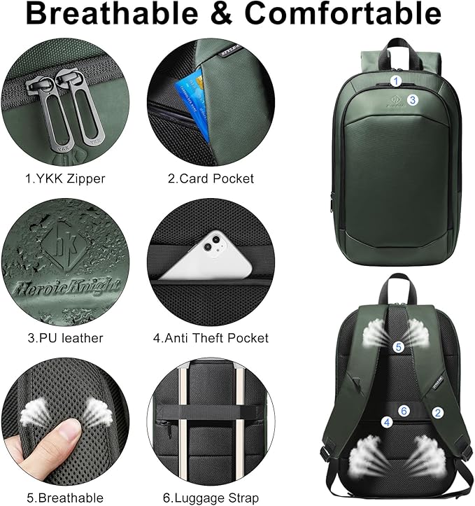 Slim Laptop Backpack for Men, Waterproof Expandable High Tech Business Work - Image 6
