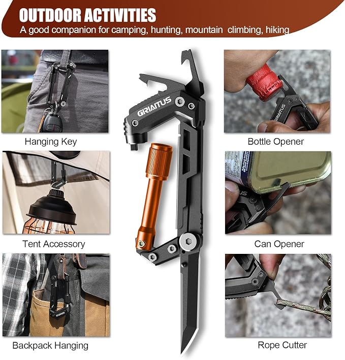 Carabiner Multitool with Pocket Knives, EDC Carabiners, Serrated Knife - Image 5