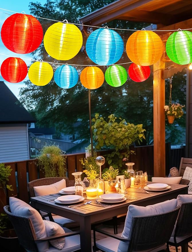 G40 LED Outdoor Lantern String Lights, 27.5FT Multicolor Patio String Lights - Image 4