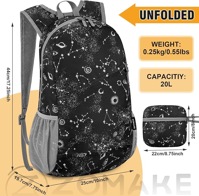 ZOMAKE Lightweight Packable Backpack, Foldable Backpacks Small Daypack - Image 3