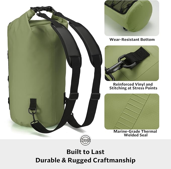 STOVER 5/10/25/30/40/55L Waterproof Dry Bag- Roll-Top Backpack w/Phone Case- - Image 4