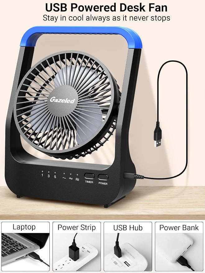 Gazeled Battery Operated Fan, Camping Fan Battery Powered, Super Long Lasting - Image 7
