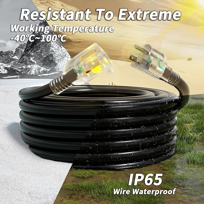 PlugSaf 16/3 Gauge 200 ft Extension Cord Outdoor Black Waterproof, Cold - Image 4
