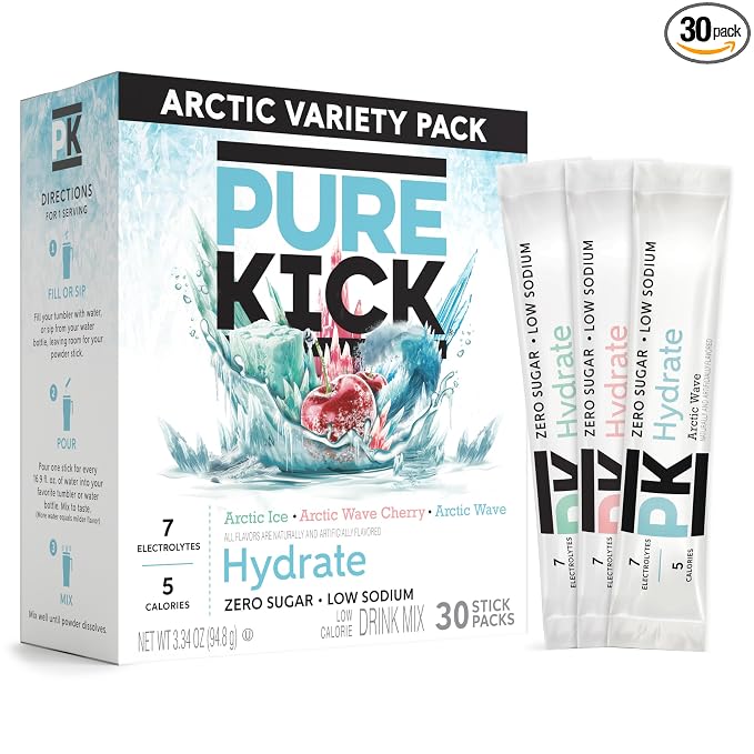 Pure Kick Arctic Variety pack Singles to Go Powdered Drink Mix, Arctic Wave by PureKick