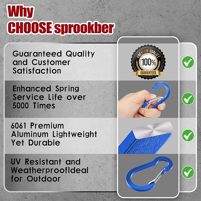 sprookber 2" Small Carabiner Clip, D Ring Caribeener, Spring Snap Hook - Image 6