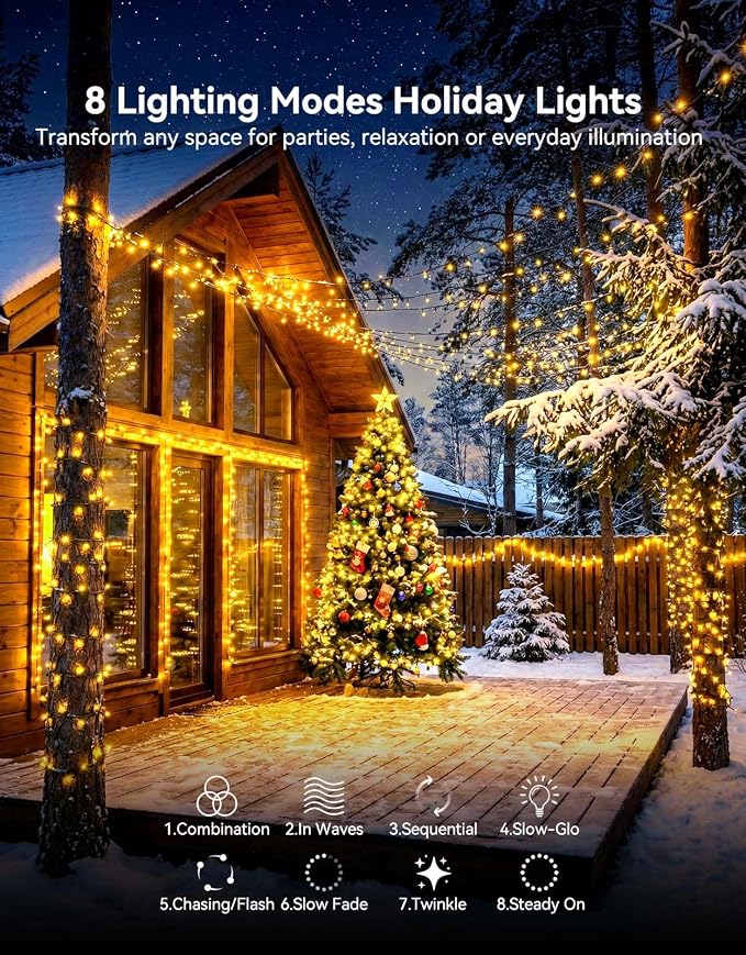 LitHome 164FT 500 LED String Lights Outdoor Indoor, 8 Modes Waterproof - Image 2