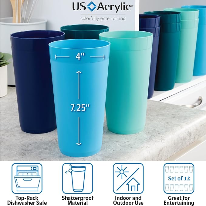 US Acrylic Newport 32 ounce Unbreakable Plastic Stackable Iced-Tea Tumblers in - Image 3