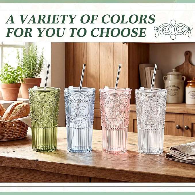 8 Set 20oz Vintage Plastic Tumbler - Image 5