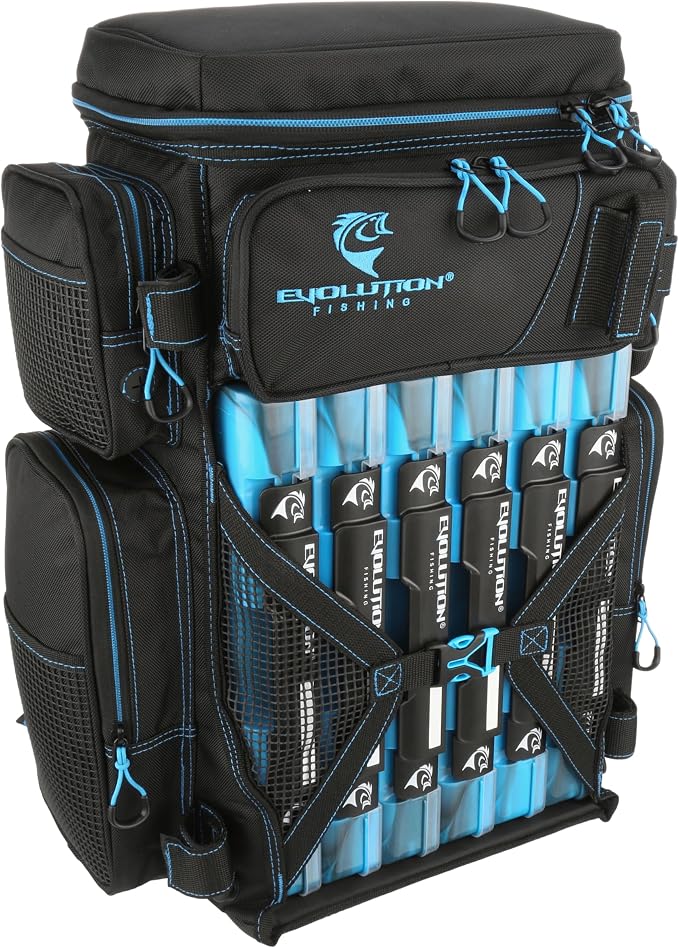 Evolution Fishing Drift Series Tackle Backpack, Outdoor Rucksack w/ 6 Fishing by EvolutionOutdoor