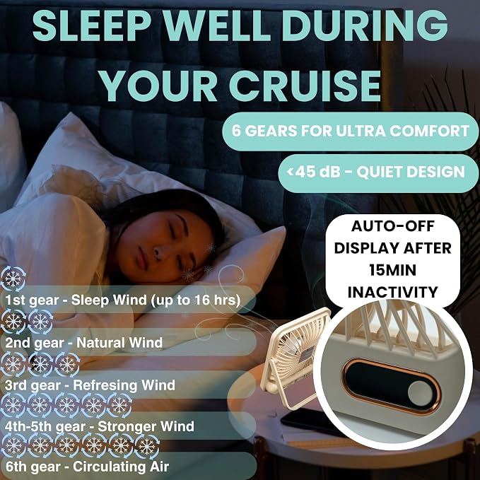 Nordmoose Cruise Ship Approved Fan – Up To 16 Hours Battery Life, USB - Image 4