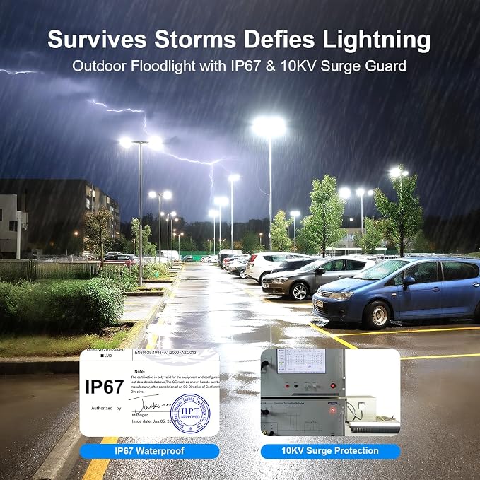 100W LED Flood Light Outdoor, 14000LM Arena Lights 6500K Daylight White Stadium - Image 5