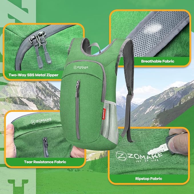 ZOMAKE 10L Ultra Lightweight Packable Backpack, Small Daypack Light Foldable - Image 4