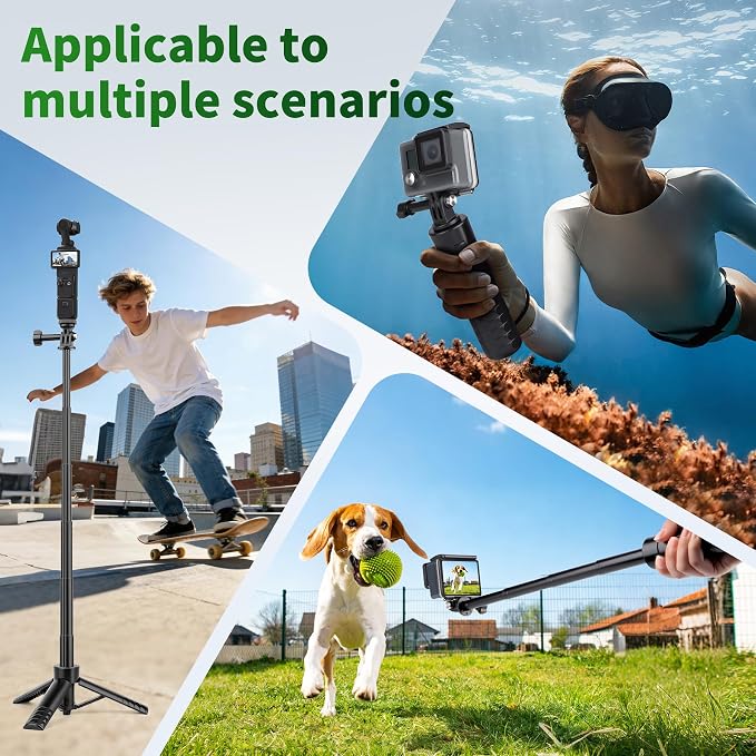 JOILCAN 25.2" Selfie Stick Tripod, Action Camera Vlog Tripod, Portable Handle - Image 7