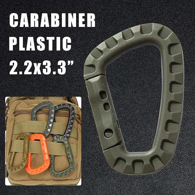 Tactical Gear Carabiner Keychain Clip Plastic D-Rings Large Key Chain Heavy - Image 4