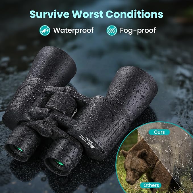 20x50 High Powered Binoculars for Adults, Waterproof Compact Binoculars - Image 3
