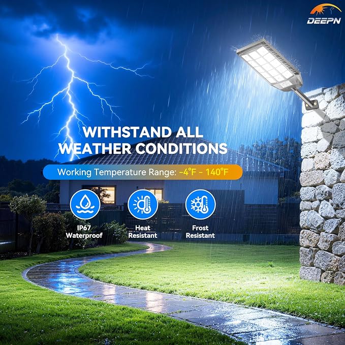 Deepn Solar Lights Outdoor Waterproof, Solar Street Lights Outdoor, 6500K LED - Image 6