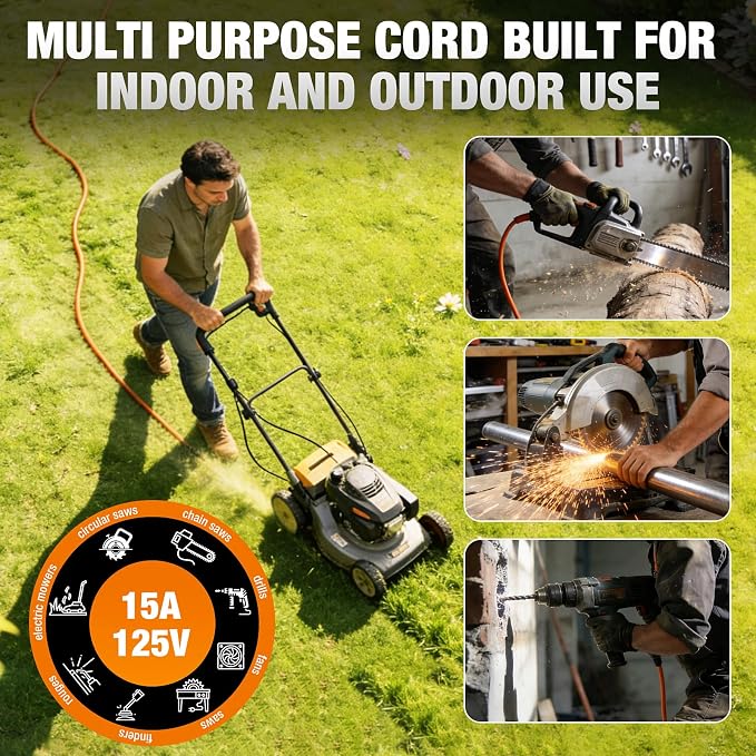 Outdoor Extension Cord 100 FT Waterproof, 12/3 Gauge Heavy Duty 3 Prong Power - Image 8