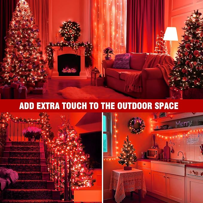 70FT Red String Lights, 210 LED Waterproof Seasonal Fairy Lights - Image 4