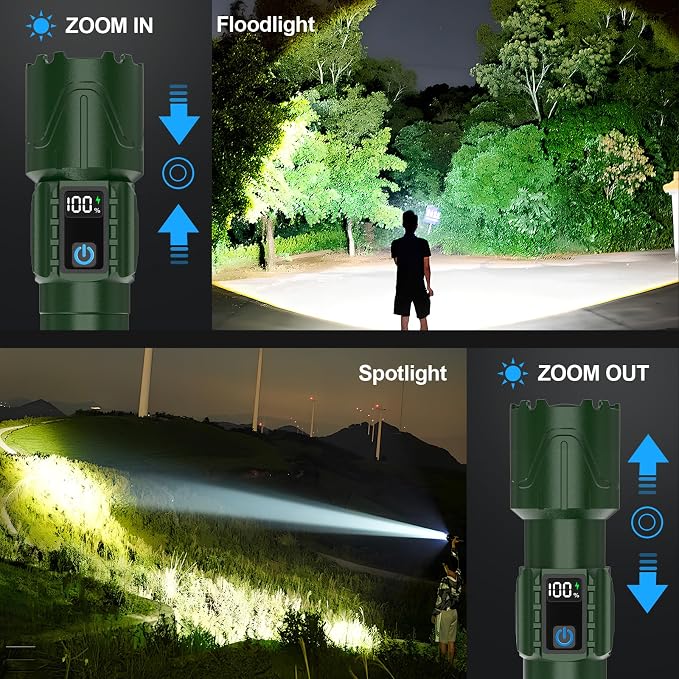 Rechargeable Tactical Flashlights 2000 High Lumens - 5000mAh Super Bright LED - Image 8