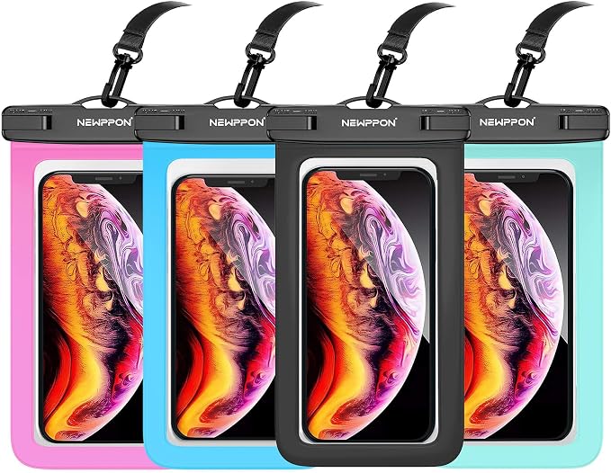 Waterproof Cell Phone Pouch : 4 Pack Float Clear Cell Holder Protector by Newppon