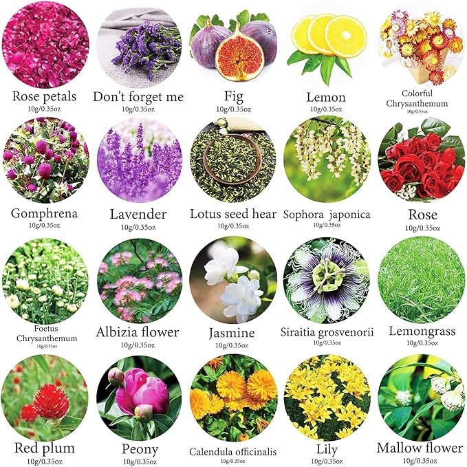 20 Bags Dried Flowers, 100% Natural Dried Flowers Herbs Kit - Image 2