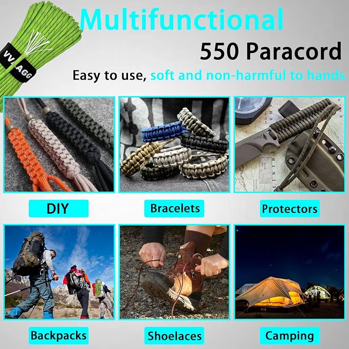 VVAAGG Reflective Paracord Rope 100FT, 7 Strand Nylon para Cord Lanyard Utility - Image 6