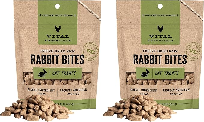 Vital Essentials Freeze Dried Raw Cat Treats, Rabbit | Bites | 0.9 oz | Pack of by VitalEssentials