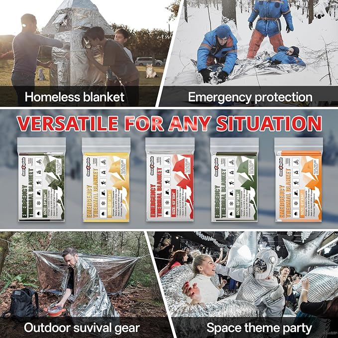 SecuCaptain Survival Emergency Thermal Blankets: 50 Pack Extra Large 84” x63” - Image 6