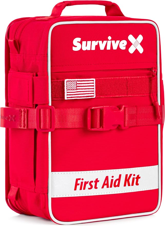 SurviveX Large First Aid Kit for Car, Travel & Home by SurviveX