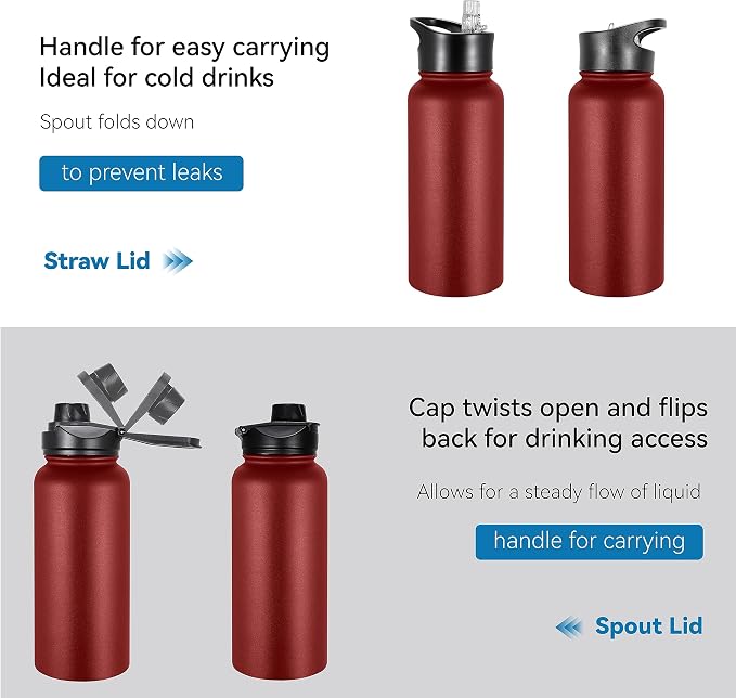 VEGOND 32 oz Insulated Water Bottle Bulk Stainless Steel Metal Water Bottles - Image 5