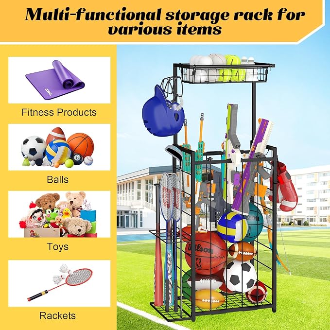 Sports Equipment Organizer, Small Garage Ball Storage Rack - Image 6