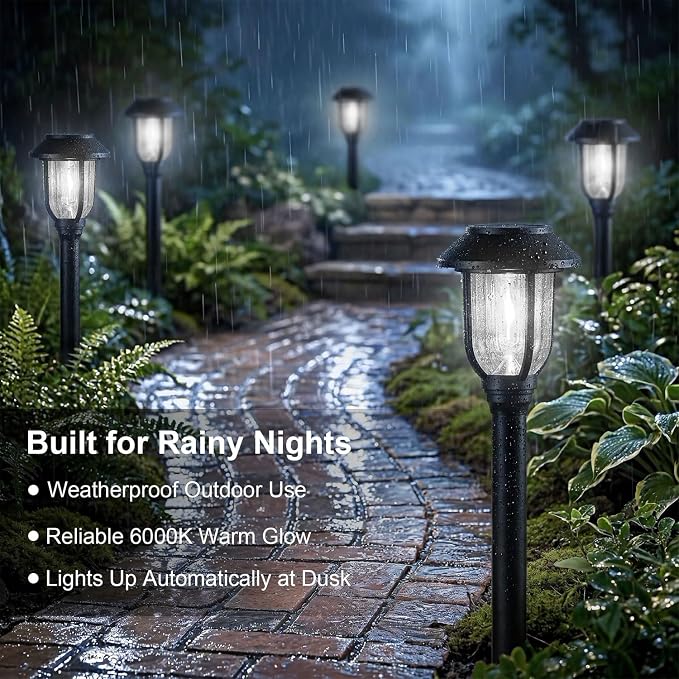 Solar Lights Outdoor 8 Pack, Cool White Solar Pathway Lights, Auto On/Off - Image 2