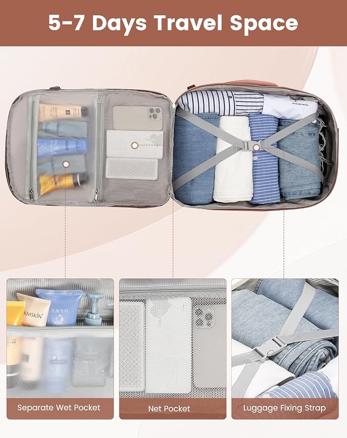 LOVEVOOK 40L Travel Backpack for Women & Men, Airline Approved Carry On Luggage - Image 9