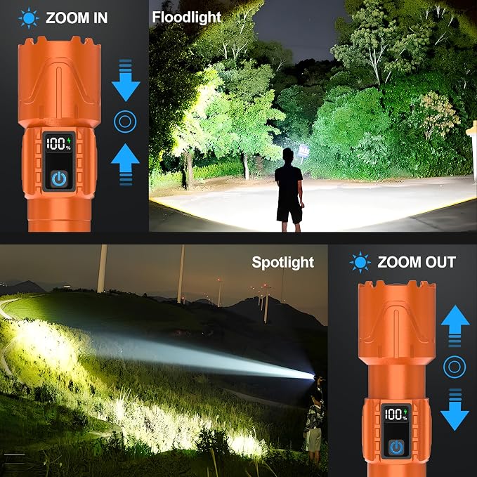 Rechargeable Tactical Flashlights 2000 High Lumens - 5000mAh Super Bright LED - Image 7