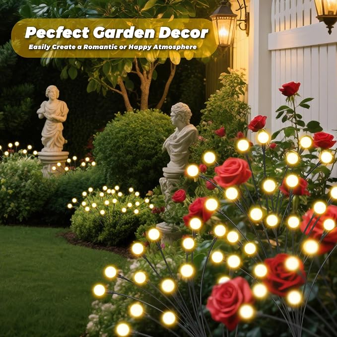 Solar Lights Outdoor-8Pack 64LEDs Solar Garden Firefly Lights Outside, Solar - Image 8
