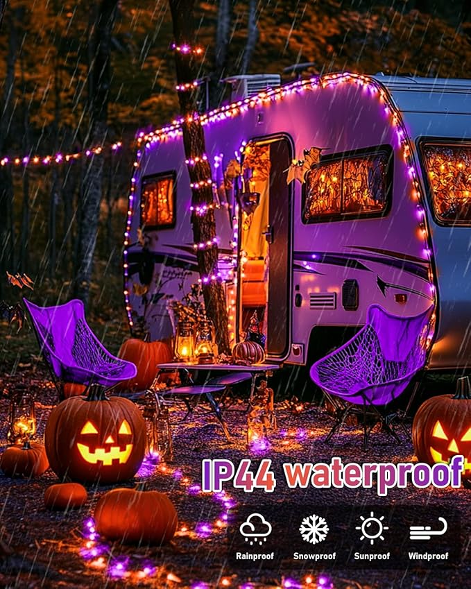 JMEXSUSS 2 Pack Solar Halloween Lights Outdoor Waterproof, Total 66FT 200 LED - Image 2