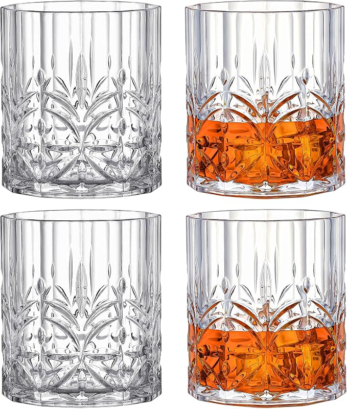 Hlukana Unbreakable Plastic Whiskey Glasses Set of 6, 14 Oz Old Fashioned - Image 6