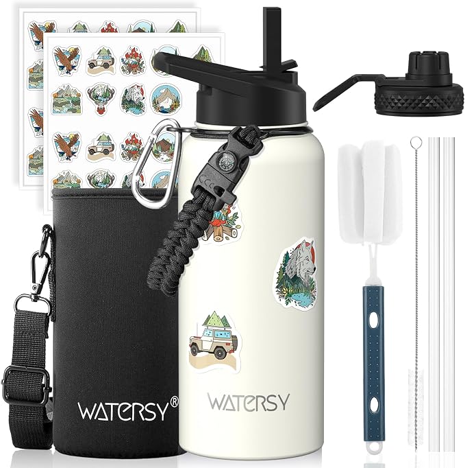 32oz Insulated Water Bottle, BPA Free&Leak Proof, Stainless Steel Water Flask by Watersy