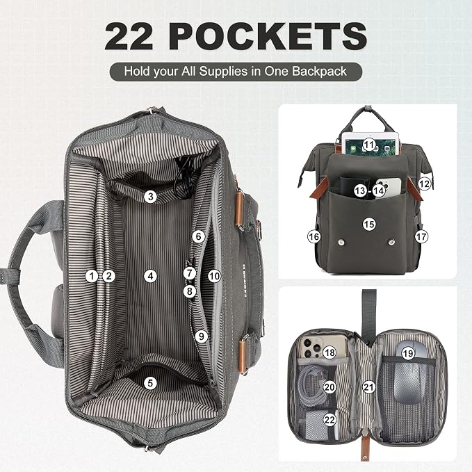 LOVEVOOK Laptop Backpack for Women Work Travel Commuter Backpack Business - Image 3