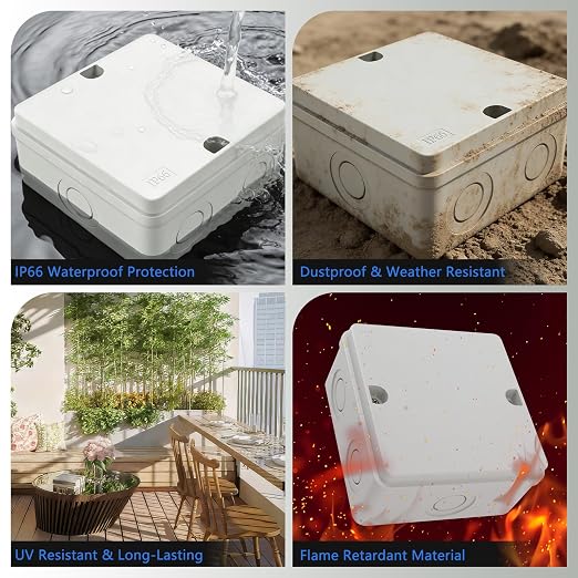 SuperInk Outdoor Junction Box IP66 Waterproof Electrical Enclosure 4.2 x 4.2 x - Image 3