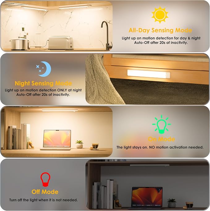 51-LED Motion Sensor Under Cabinet Lights, Magnetic Rechargeable Under Counter - Image 3