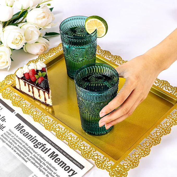 Ciaell 12 Pack Romantic Plastic Water Glasses - 14 Oz Green Vintage Drinking - Image 5