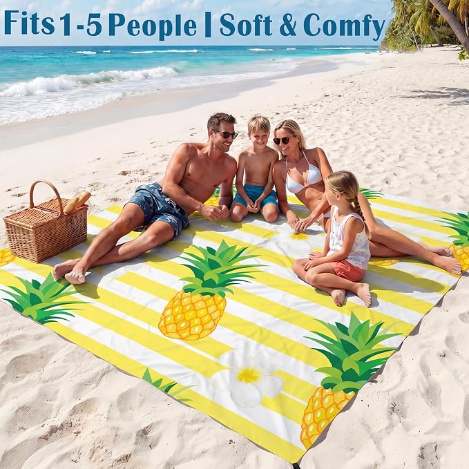 Famstar Beach Blanket Oversized Extra Large78 X 81", Waterproof Sandproof Beach - Image 4