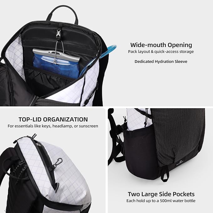 Thous Winds Ultralight Backpack, 20+5L Waterproof Hiking Daypack, EPX200 Fabric - Image 4