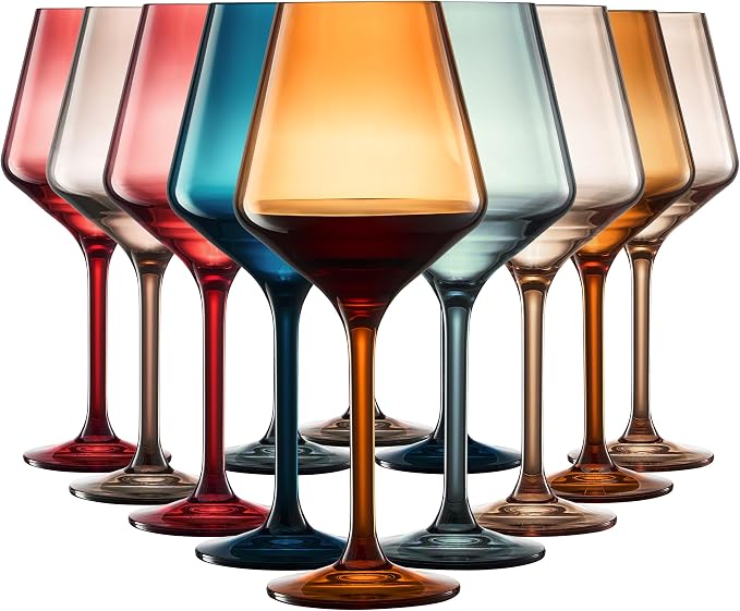 European Style Plastic Crystal Unbreakable Stemmed Wine Glasses | Set of 12 | - Image 5