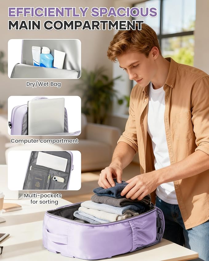 WONHOX Large Travel Backpack Carry on Flight Approved Laptop Work Business - Image 7