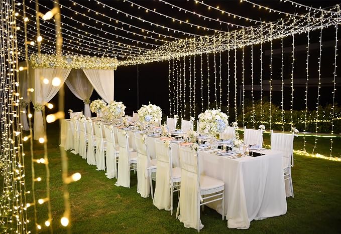 Solhice LED Curtain Lights Outdoor 30ft x10ft, 720 LED Plug in Hanging String - Image 9
